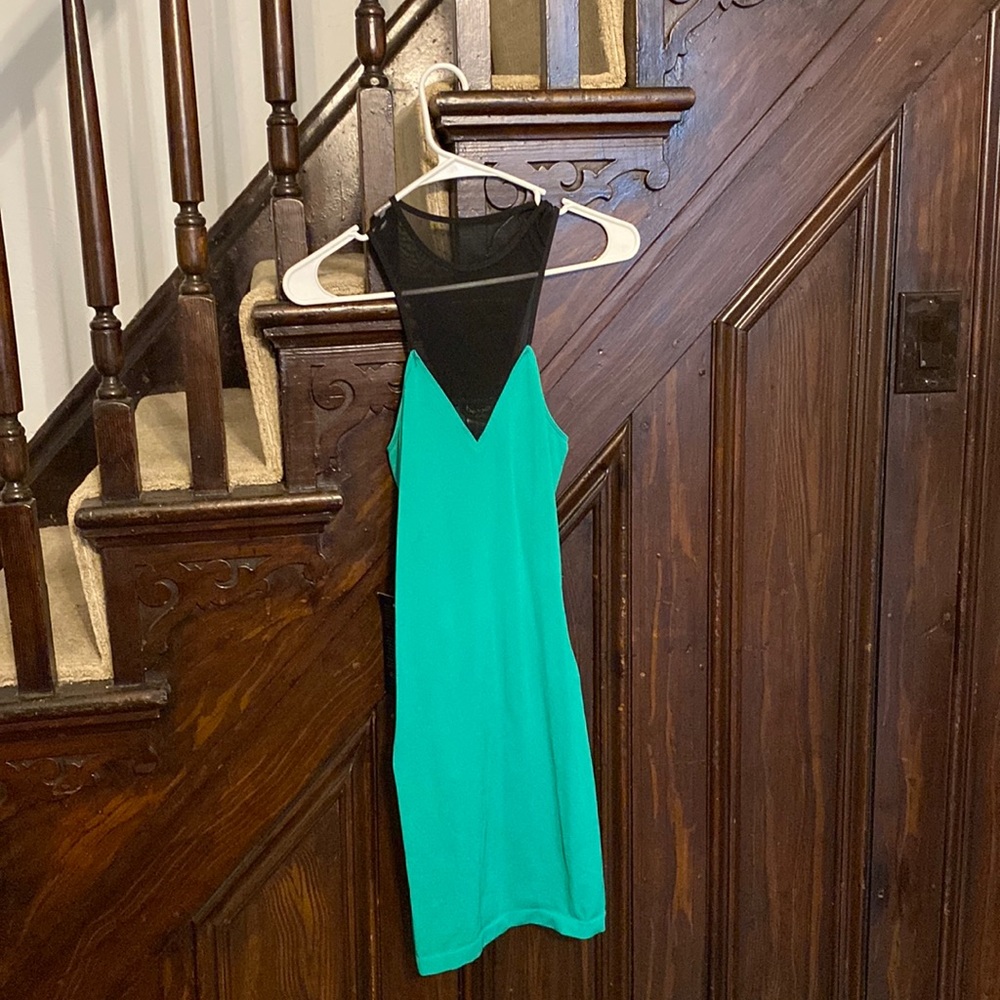Green/mesh mini dress